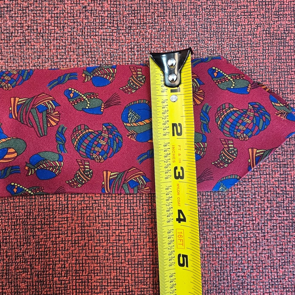 Vintage 90s Christian Dior Monsieur Silk Tie Red Italian Novelty Pattern Luxury - Picture 7 of 7